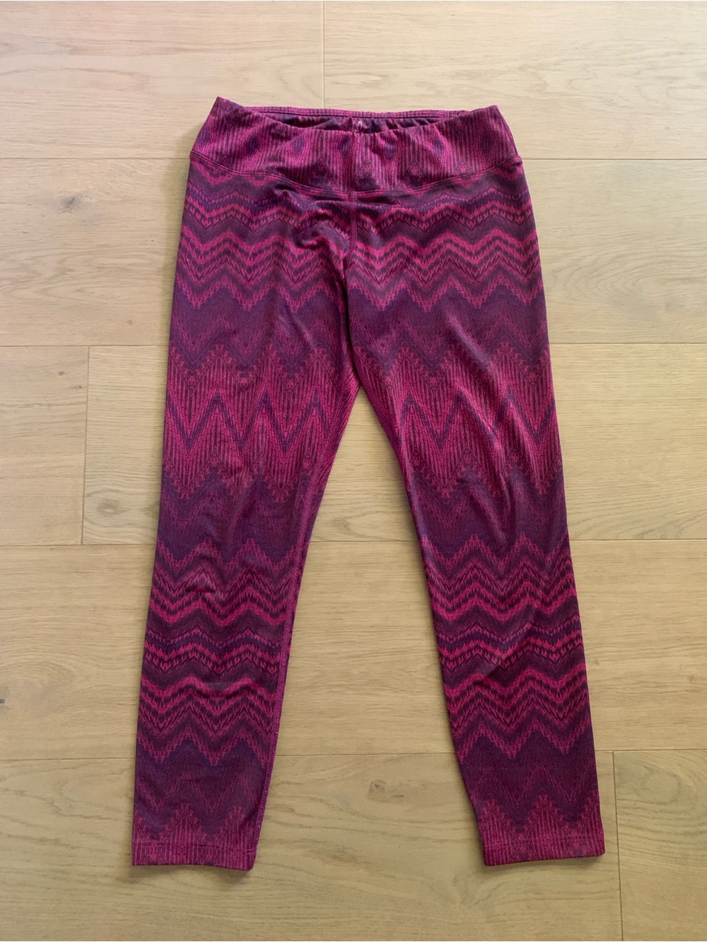 prAna Roxanne Yoga Leggings High Waist Pink Purple Chevron Full Length Small